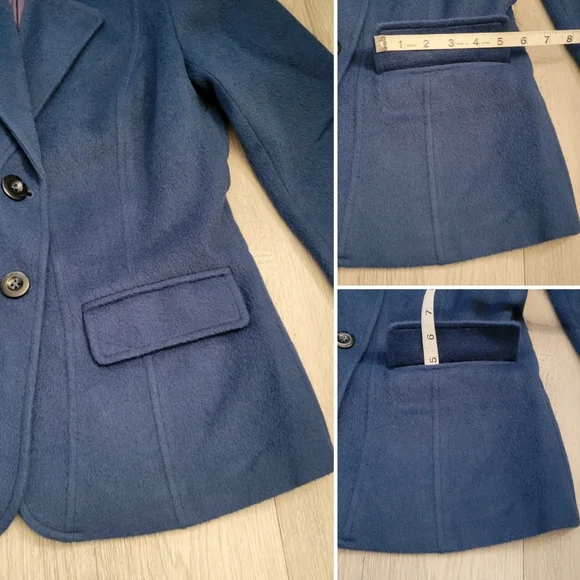 Peruvian Connection Baby Alpaca &  Wool Blend Navy Blue & Purple Blazer, Women 4 - Picture 10 of 16